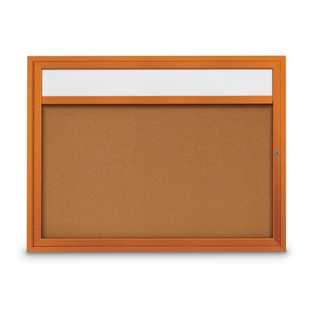 United Visual Products Slim Enclosed Corkboard, 30"x36", Satin Alum Frame/Keylime UVEB3036-SATIN-KEYLIME